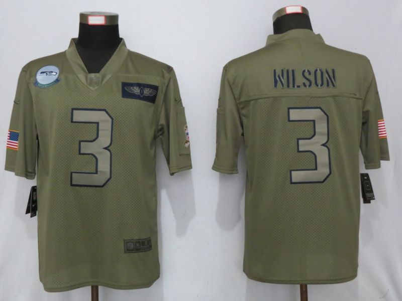 Men Seattle Seahawks #3 Wilson Nike Camo 2019 Salute to Service Limited NFL Jerseys->denver broncos->NFL Jersey